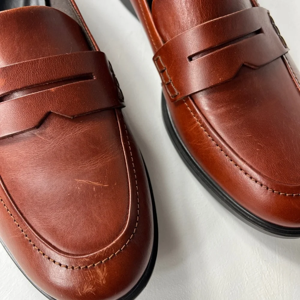 Ecco Rich Brown Leather Slip-On Loafers